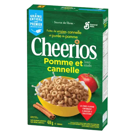 Cheerios CA, Pomme et canelle, front of pack, 420g