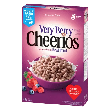 Cheerios CA, Very Berry, front of pack, 410g