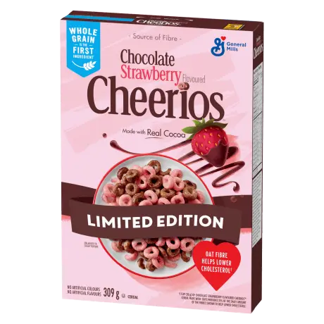 Cheerios CA, Chocolate Strawberry, front of pack, 309g