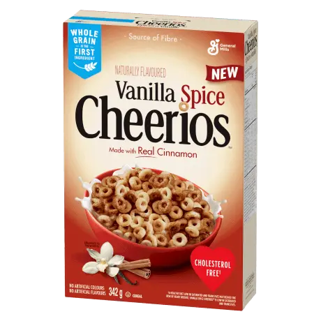 Cheerios CA, Vanilla Spice, front of pack, 342g