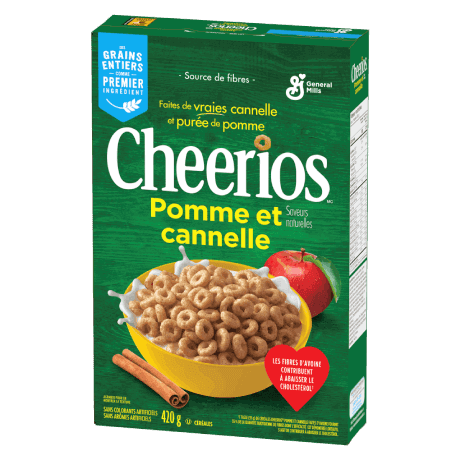 Cheerios CA, Pomme et canelle, front of pack, 420g