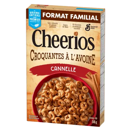 Cheerios CA, Croquantes A L'Avoine Cannelle, Format Familial front of pack, 516g
